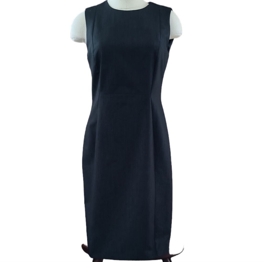 Calvin Klein Gray Sleeveless Sheath Dress With Exposed Silver Zipper Siz…